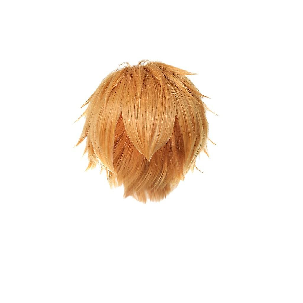 Foto 2 pulgar | Peluca Corta Para Cosplay Huoguo  Naranja  Plateada Y Blanca  Sintética - Venta Internacional.