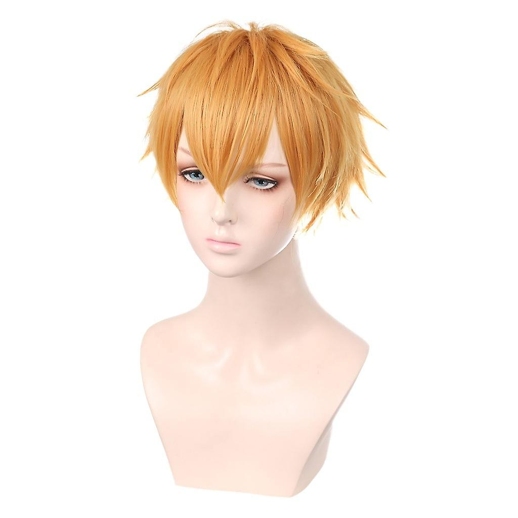 Foto 4 pulgar | Peluca Corta Para Cosplay Huoguo  Naranja  Plateada Y Blanca  Sintética - Venta Internacional.