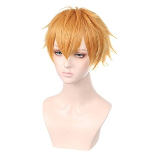 Foto 3 | Peluca Corta Para Cosplay Huoguo Naranja Plateada Y Blanca Sintética - Venta Internacional.