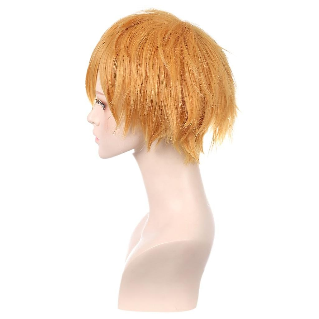 Foto 5 pulgar | Peluca Corta Para Cosplay Huoguo  Naranja  Plateada Y Blanca  Sintética - Venta Internacional.