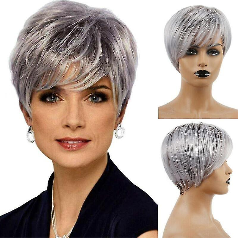 Foto 4 pulgar | Extensiones De Cabello  Pelucas De Duendecillo De Corte Corto Para Mujer  Color Gris Plateado - Venta Internacional.