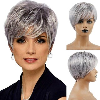 Foto 3 | Extensiones De Cabello Pelucas De Duendecillo De Corte Corto Para Mujer Color Gris Plateado - Venta Internacional.