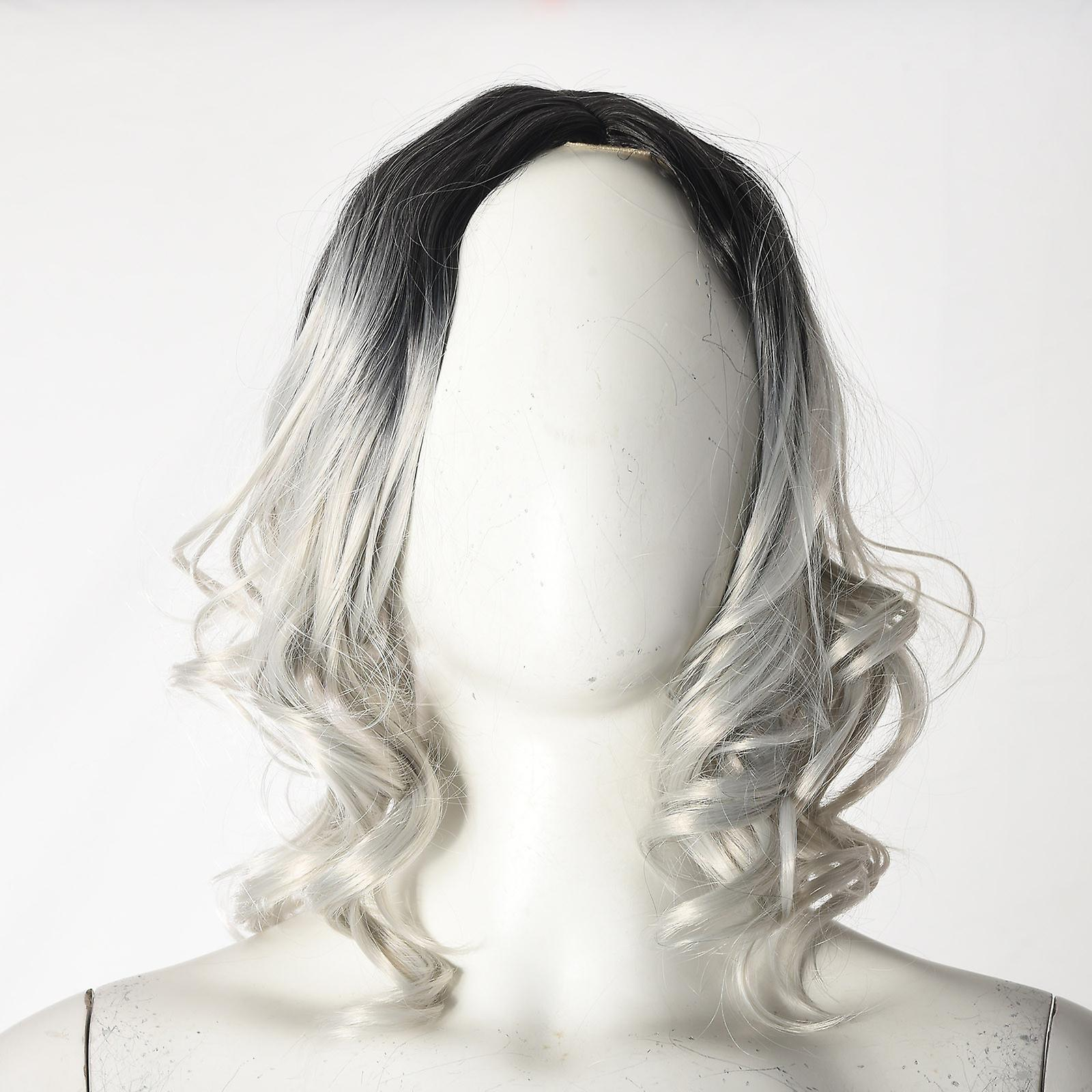 Foto 3 | Peluca Huoguo  38 Cm  Pelo Humano Corto Y Ondulado  Rosa  Gris  Para Mujer - Venta Internacional.