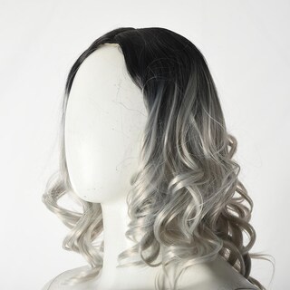 Foto 4 | Peluca Huoguo 38 Cm Pelo Humano Corto Y Ondulado Rosa Gris Para Mujer - Venta Internacional.