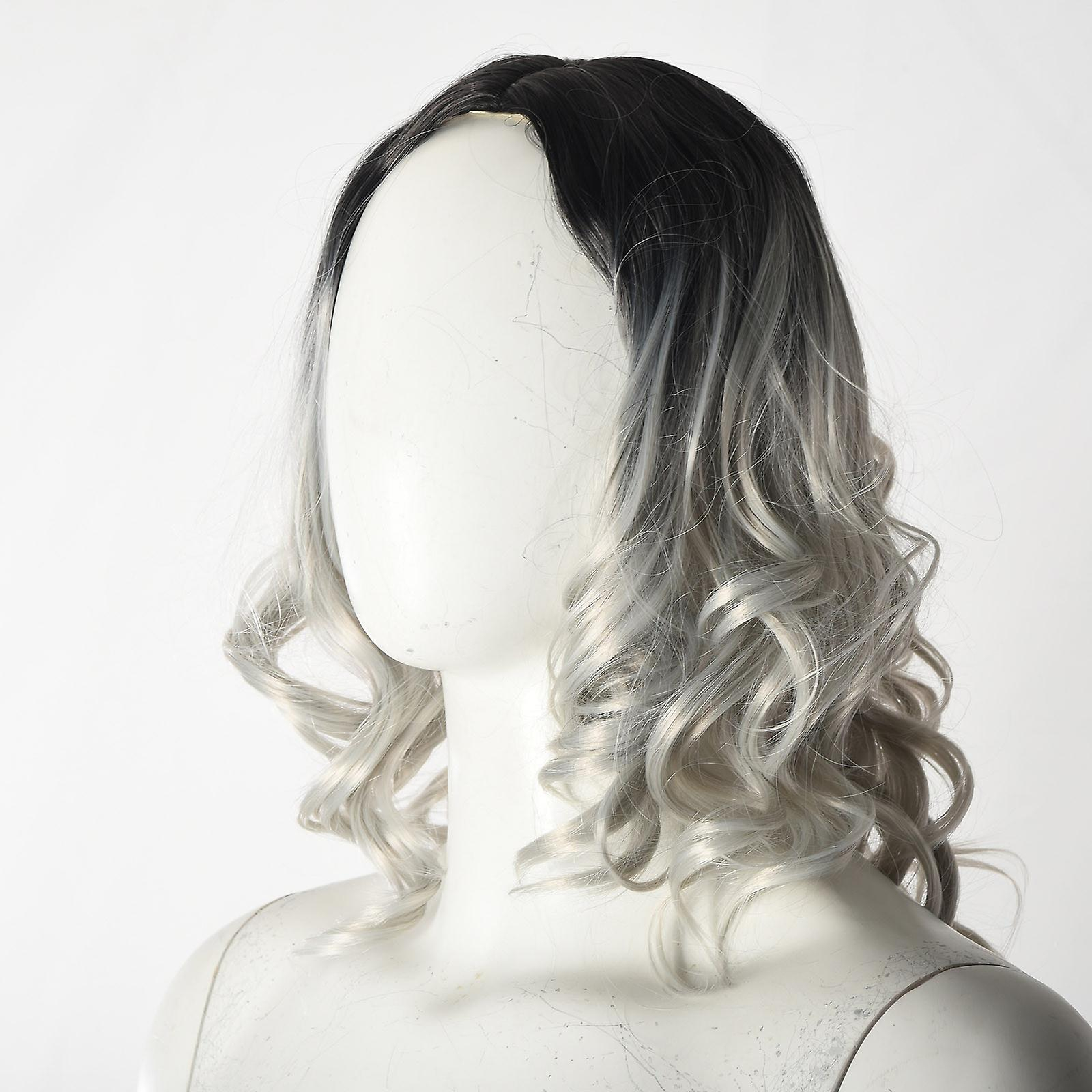 Foto 6 pulgar | Peluca Huoguo  38 Cm  Pelo Humano Corto Y Ondulado  Rosa  Gris  Para Mujer - Venta Internacional.