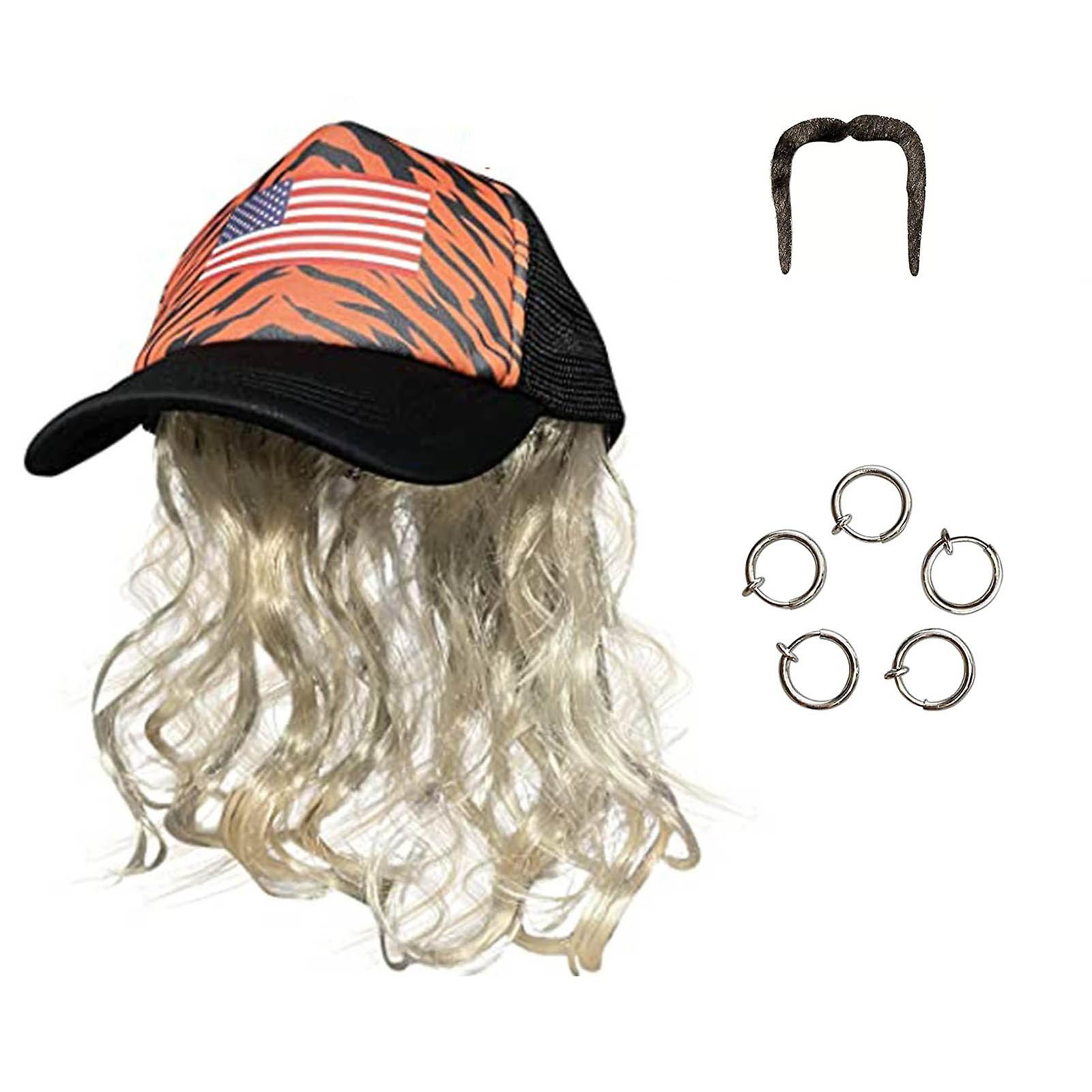 Foto 1 | Peluca Rubia Para Disfraz De Cosplay Con Clip Para Sombrero  Pendientes Y Bigote - Venta Internacional.