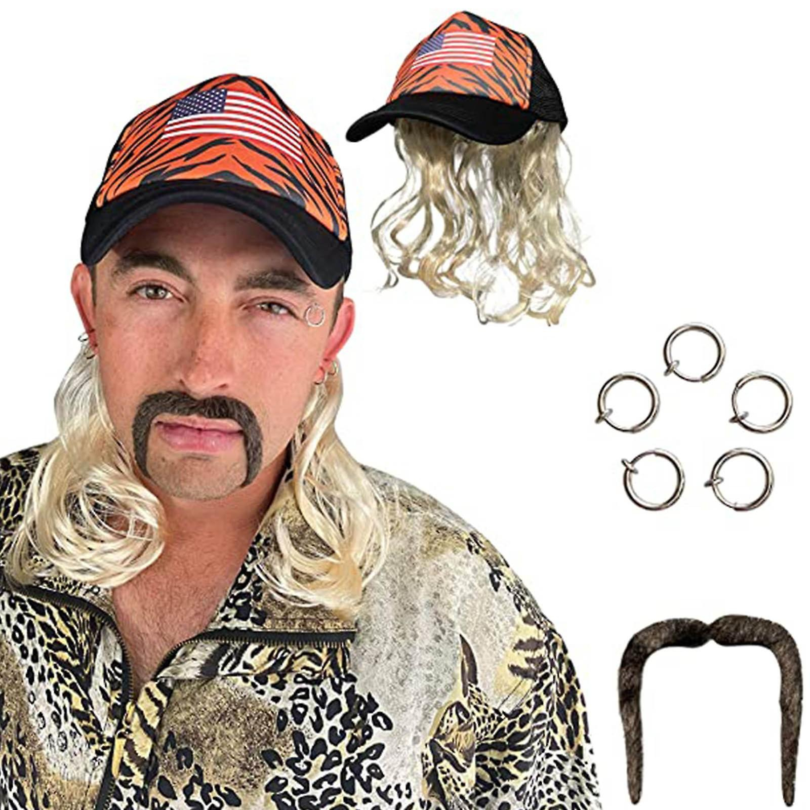 Foto 2 | Peluca Rubia Para Disfraz De Cosplay Con Clip Para Sombrero  Pendientes Y Bigote - Venta Internacional.
