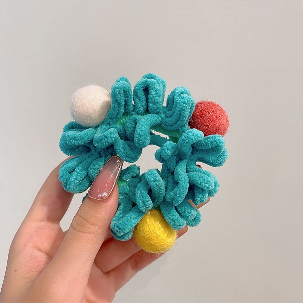 Foto 2 pulgar | Pelota De Peluche Huoguo Hair Ties Para Mujer En Color Caqui  Azul  Albaricoque - Venta Internacional.