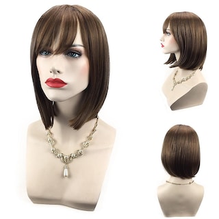 Foto 5 | Peluca De Moda Huoguo De Pelo Sintético Marrón Para Mujer - Venta Internacional.