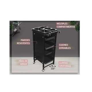 Foto 2 | Mueble Para Estética Salón De Belleza Carrito Ruedas Negro