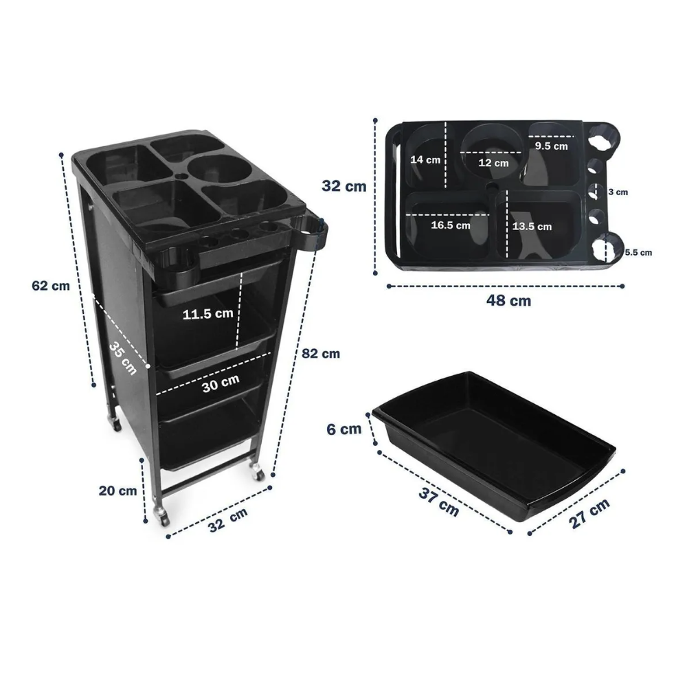Foto 4 pulgar | Mueble Para Estética Salón De Belleza Carrito Ruedas Negro