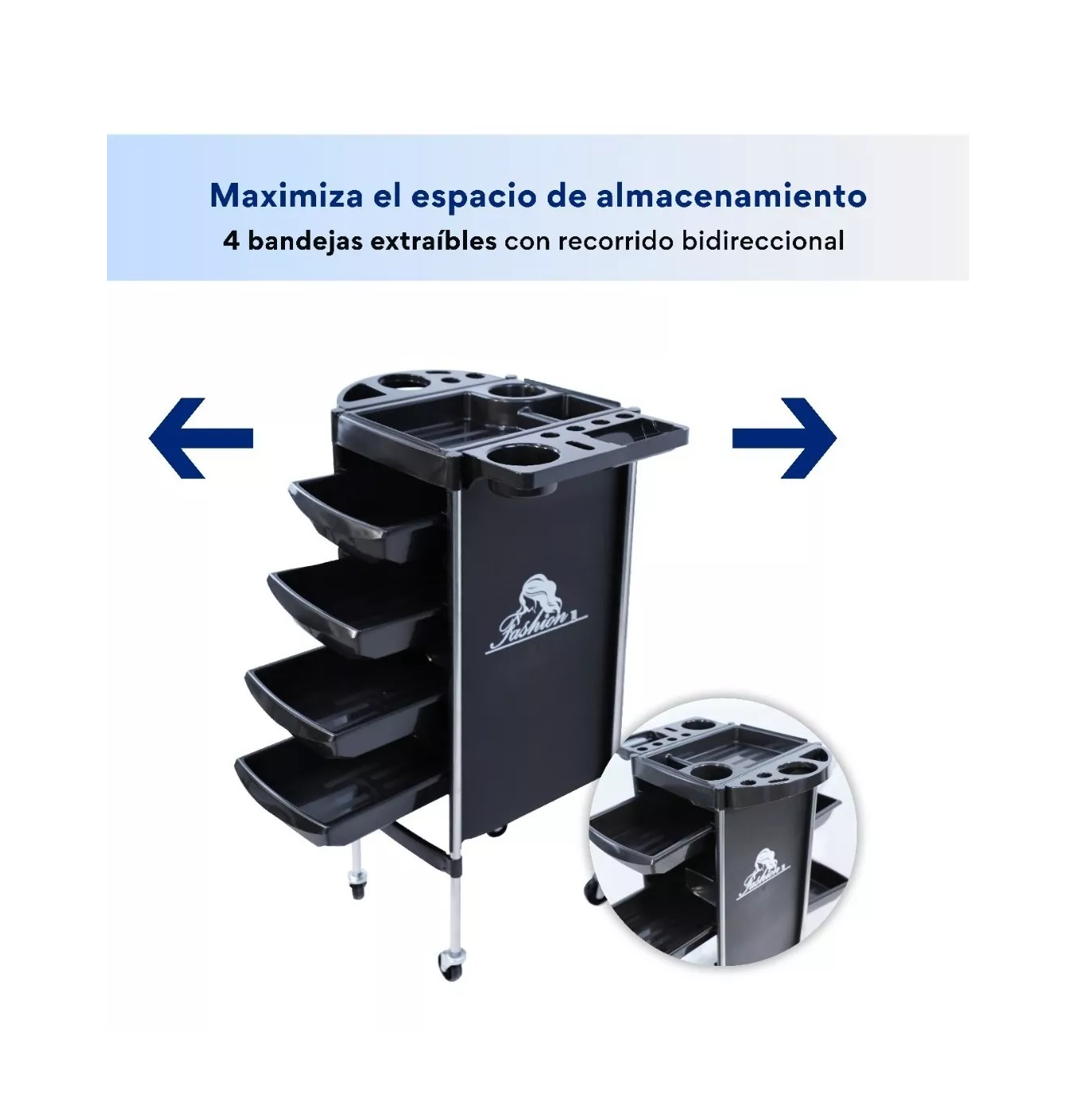 Foto 4 pulgar | Carrito Auxiliar Estética Multiusos Organizador Tattoo Color Negro