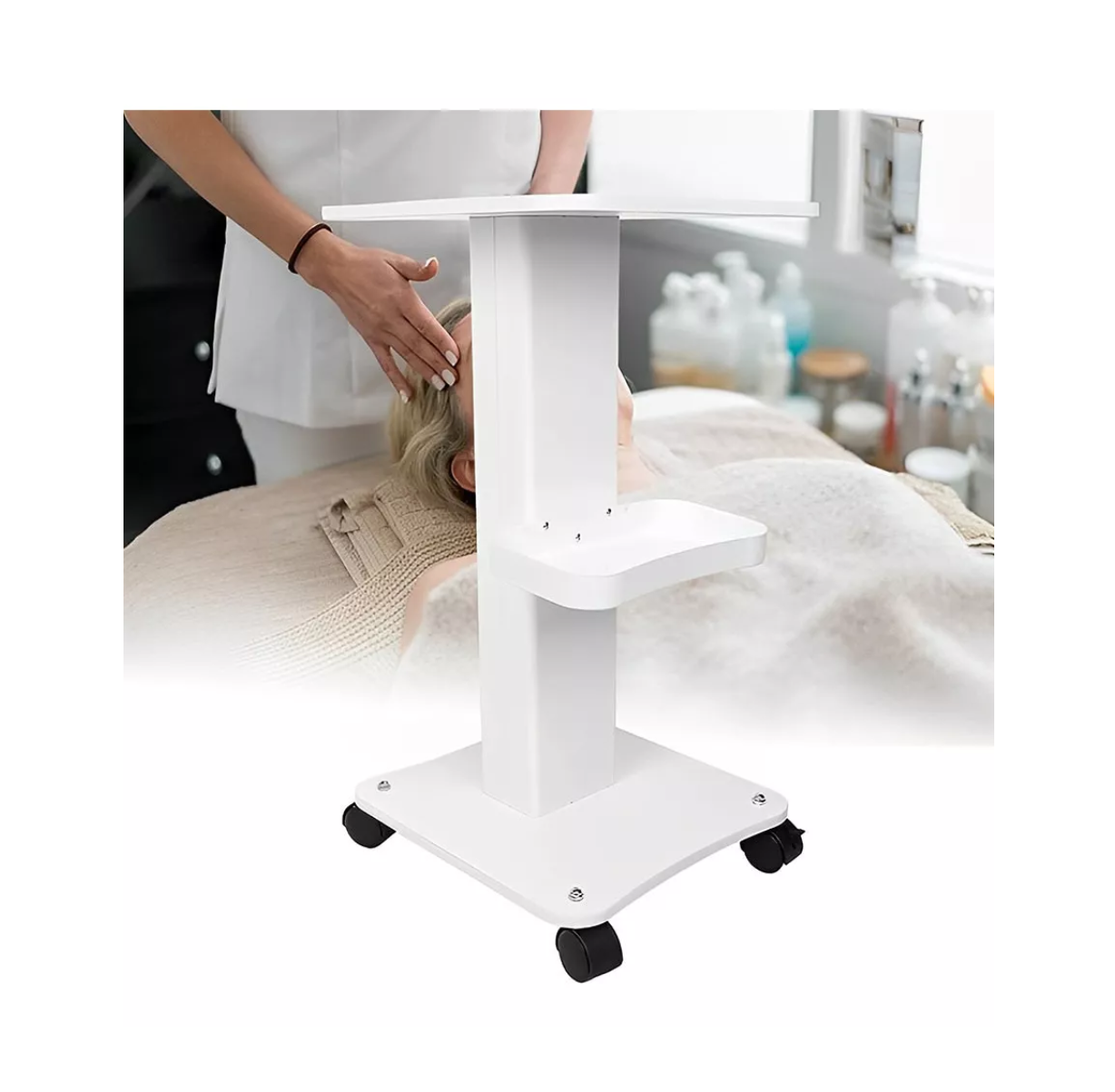 Foto 3 pulgar | Carrito de Asistencia Estética Blanco con Ruedas y Frenos Inteligentes