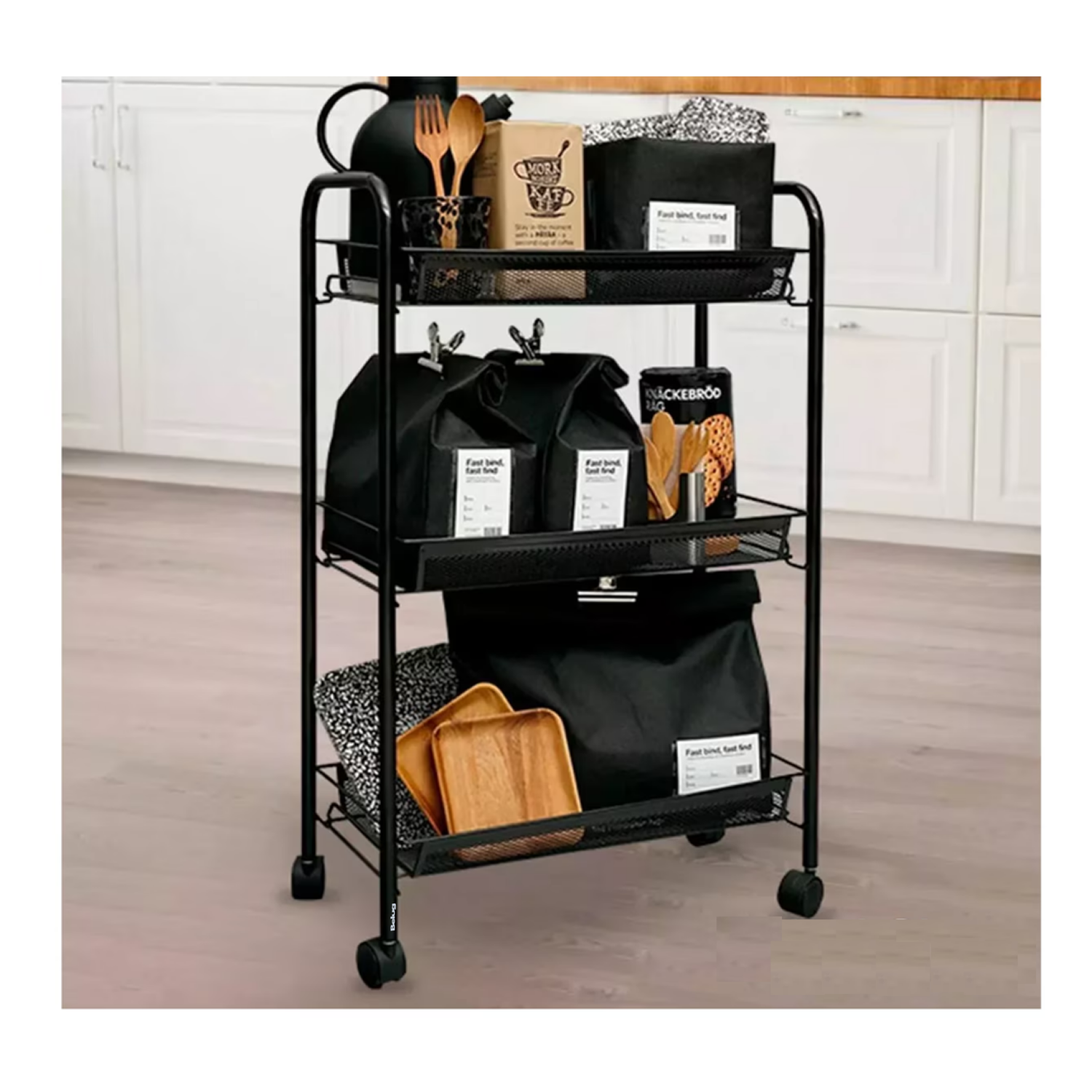 Foto 5 pulgar | Carrito Organizador Metálico SelectShop con Ruedas Multiusos 3 Niveles Negro