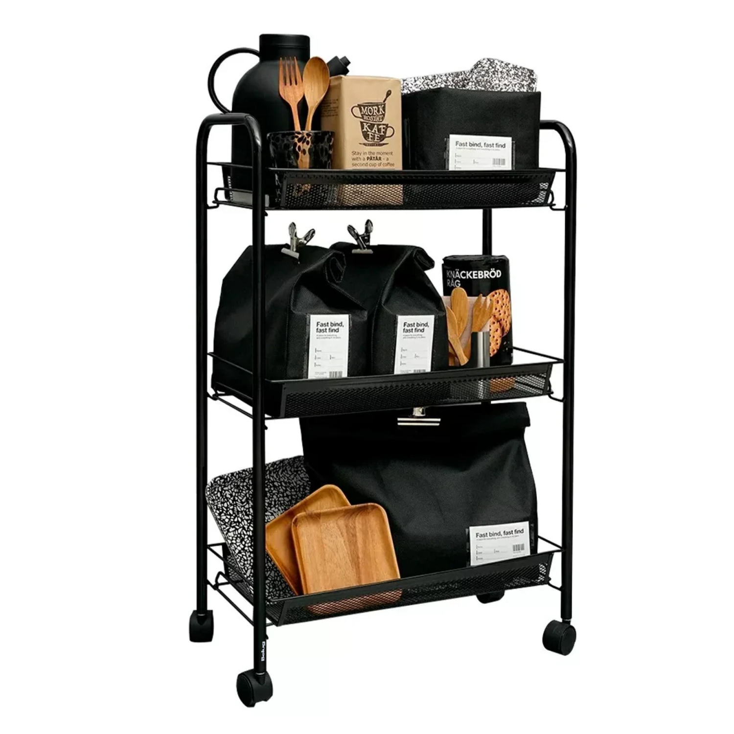 Foto 6 pulgar | Carrito Organizador Metálico SelectShop con Ruedas Multiusos 3 Niveles Negro