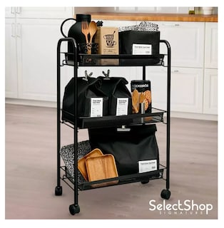 Foto 4 | Carrito Organizador SelectShop Negro Metálico con Ruedas Multiusos 3 Niveles