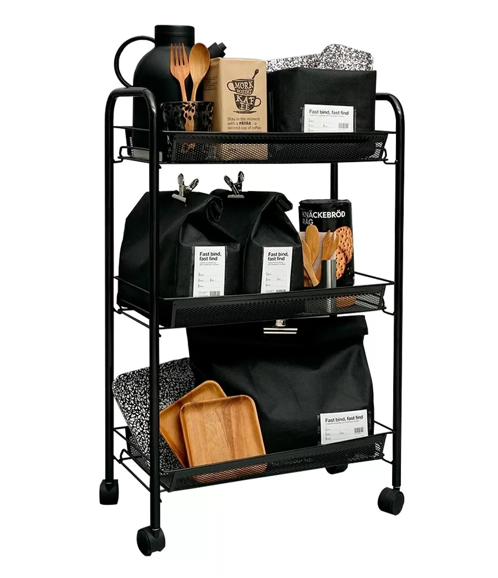 Foto 6 pulgar | Carrito Organizador SelectShop Negro Metálico con Ruedas Multiusos 3 Niveles