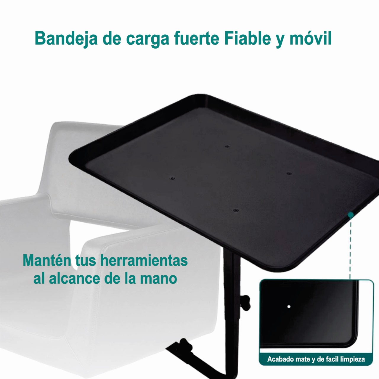 Foto 3 pulgar | Charola Metálica Giratoria Para Silla Corte Y Barbero Bm200 Letmex