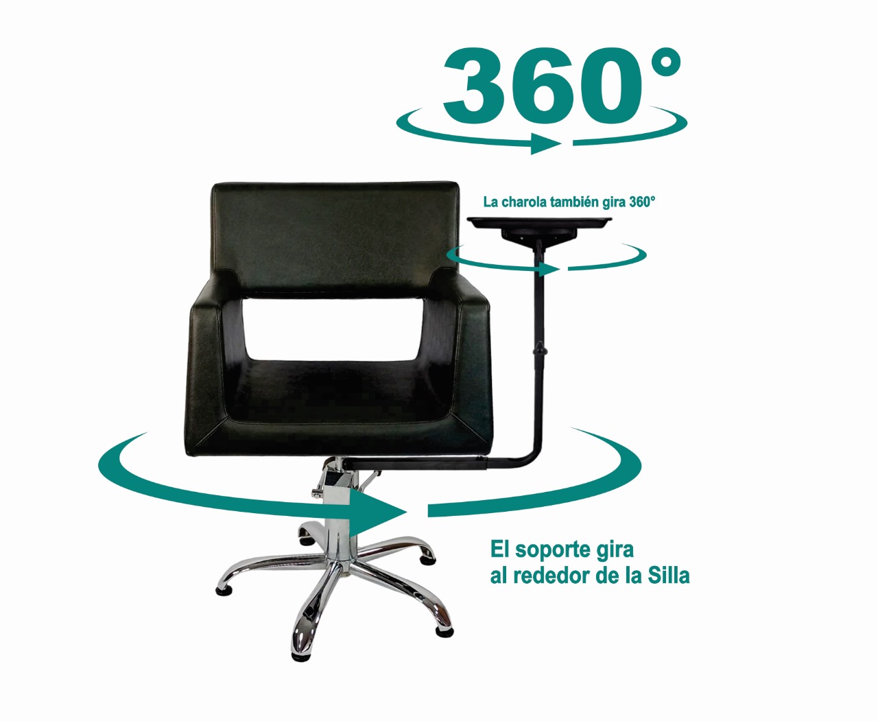 Foto 4 pulgar | Charola Metálica Giratoria Para Silla Corte Y Barbero Bm200 Letmex
