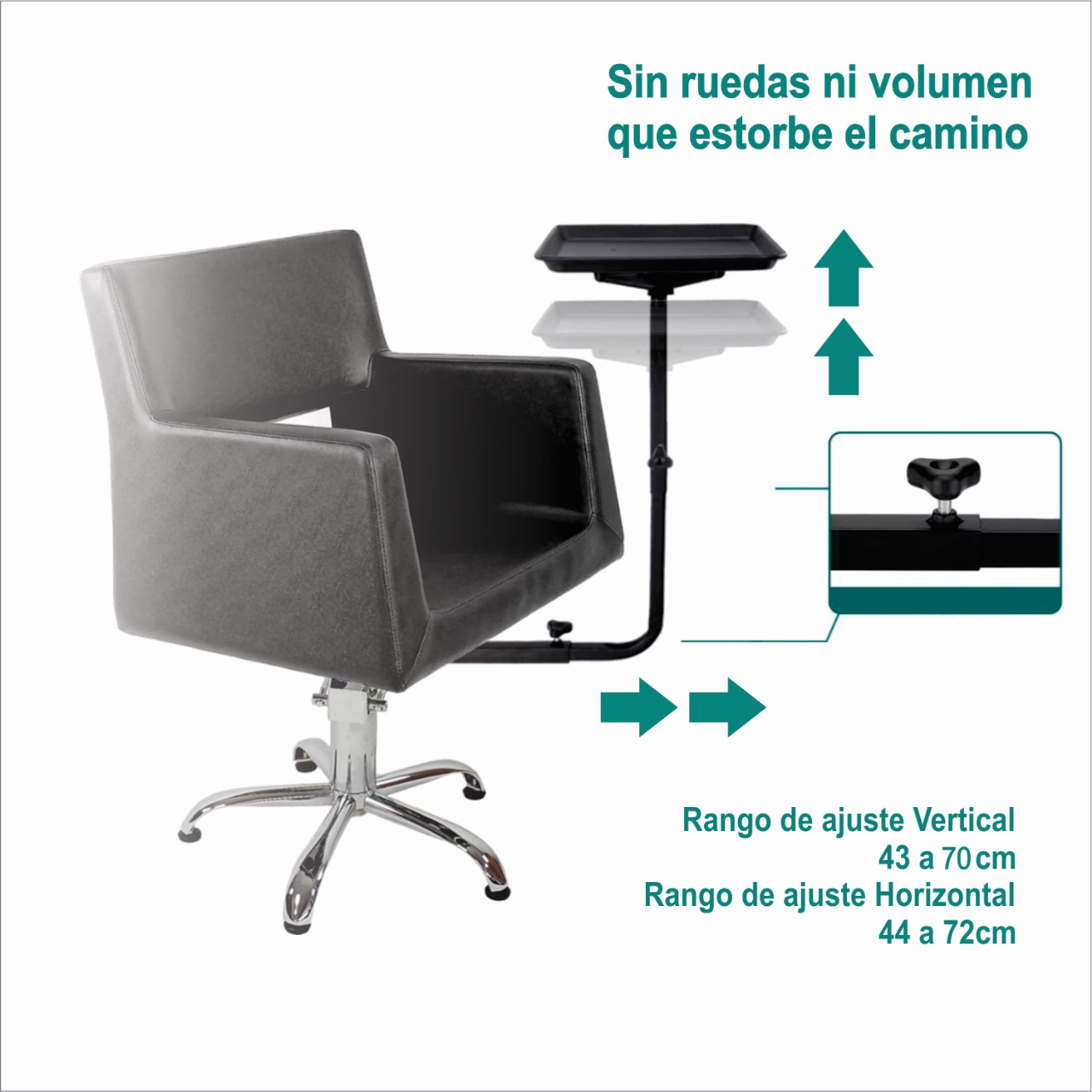 Foto 5 pulgar | Charola Metálica Giratoria Para Silla Corte Y Barbero Bm200 Letmex