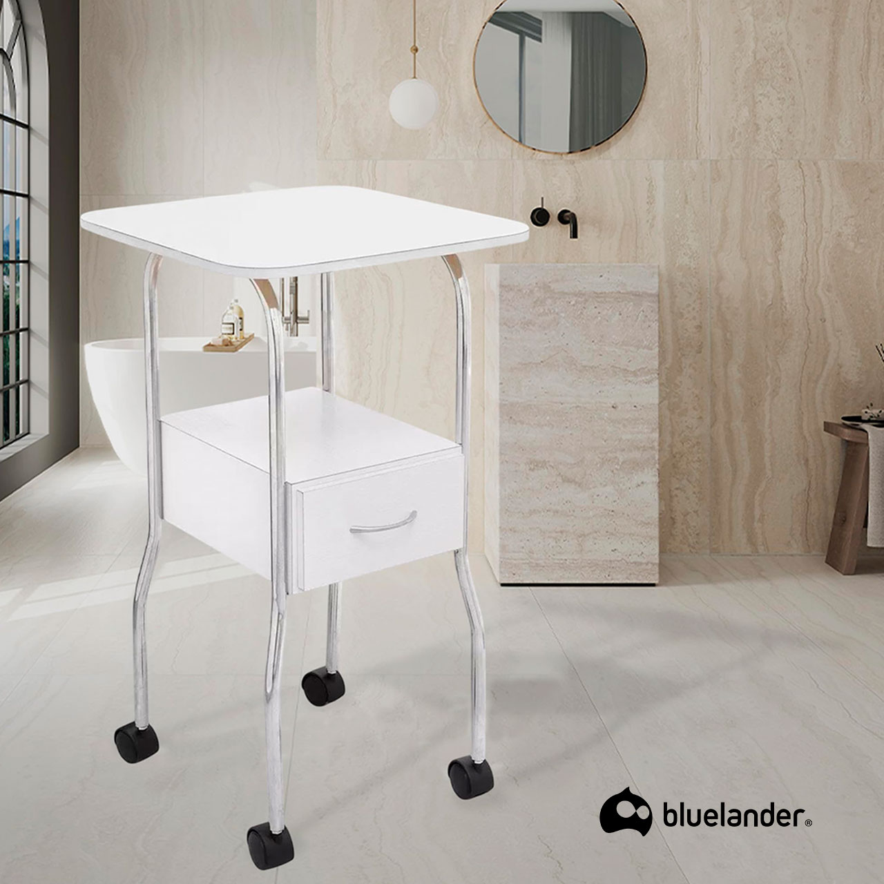Foto 4 | Carrito Auxiliar Para Estética Bluelander Blanco Con Capacidad De 30 Kg