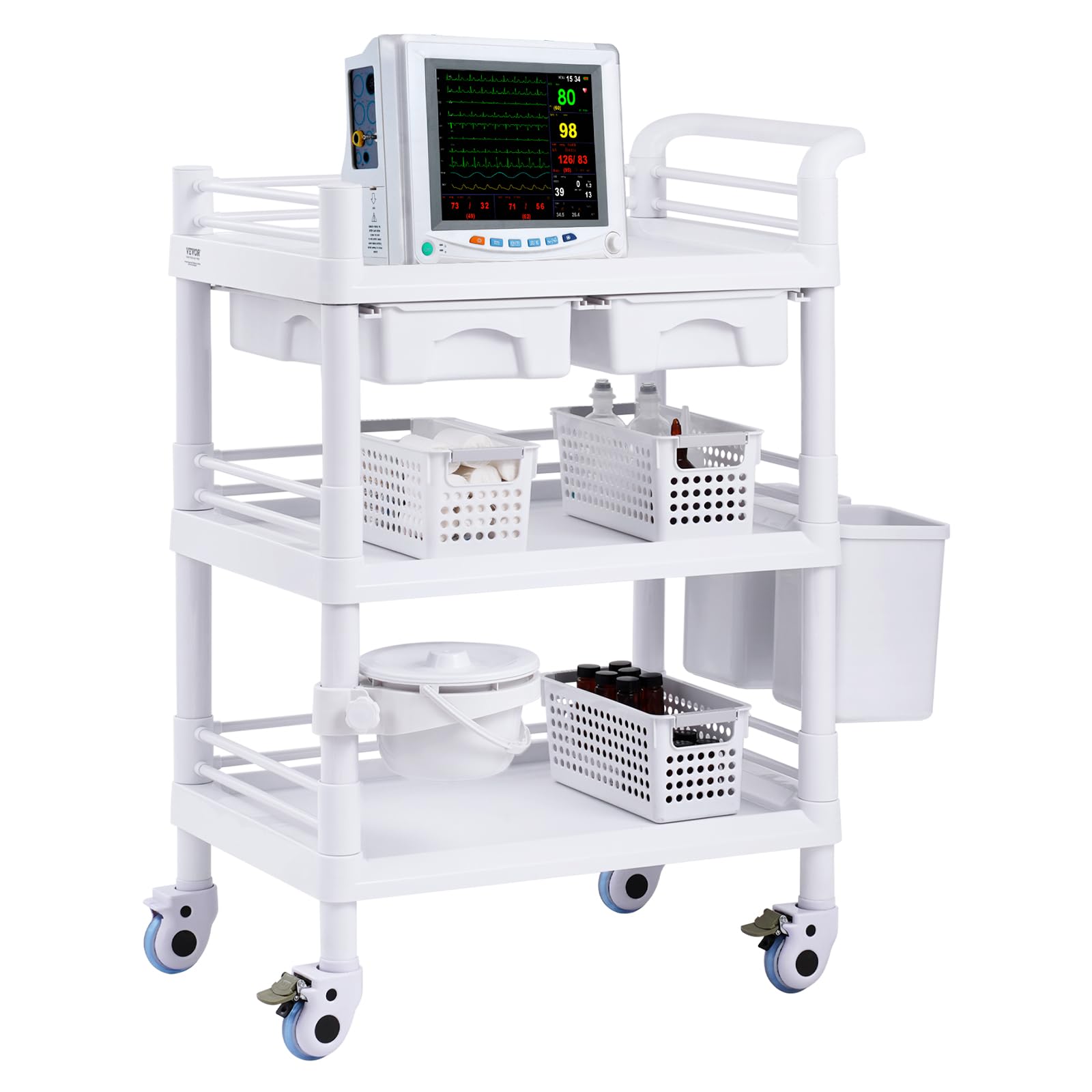 Foto 2 pulgar | Carrito Móvil Médico Vevor Con 2 Cajones Y 3 Papeleras C - Venta Internacional.