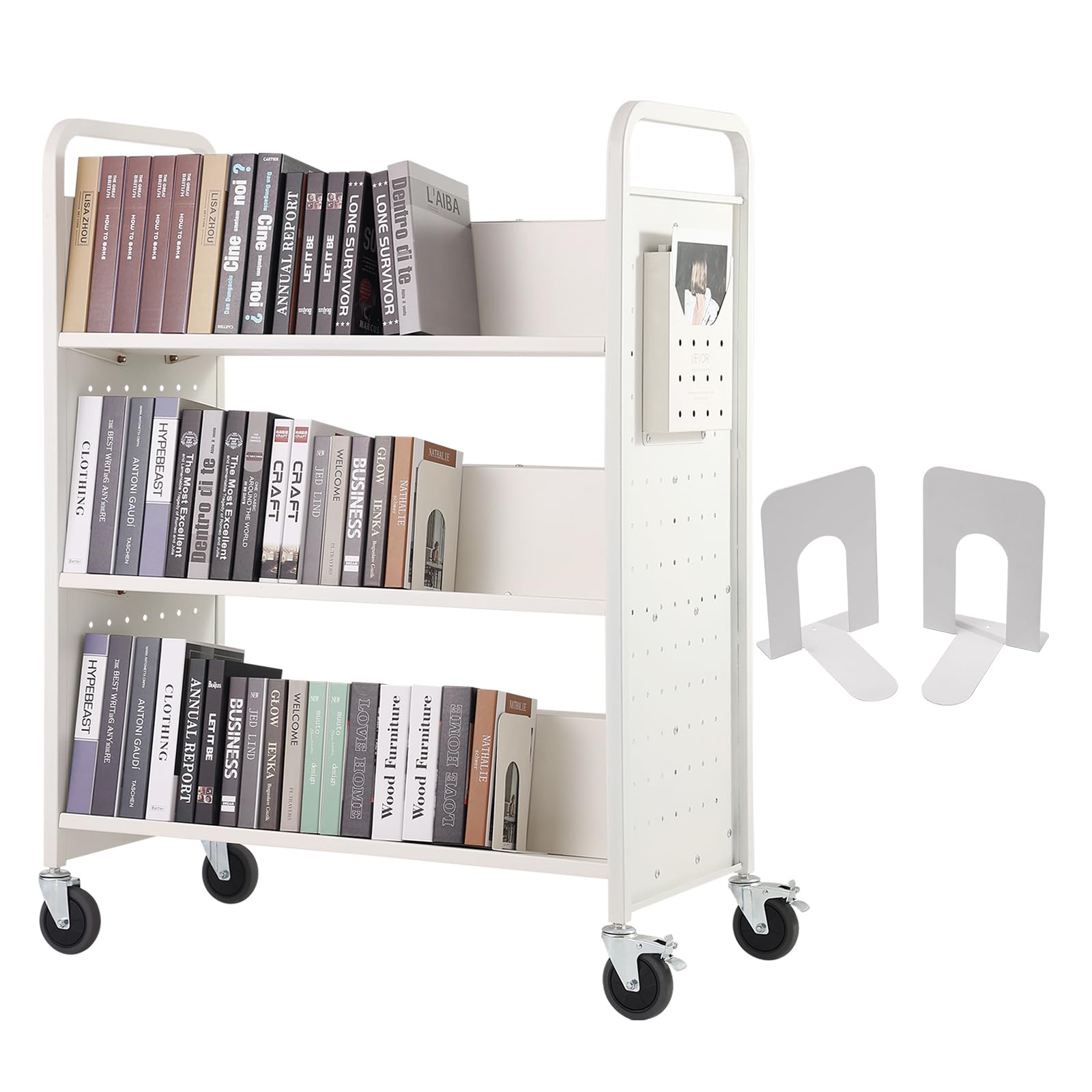 Foto 1 | Carrito De Biblioteca Blanco Enrollable Book Cart Vevor Con Capacidad Para 150 Kg - Venta Internacional.