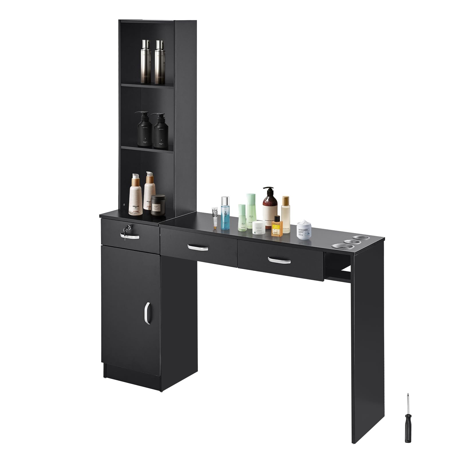 Foto 1 | Soporte De Pared Salon Station Vevor Con Armario De Almacenamiento Y Cajones - Venta Internacional.