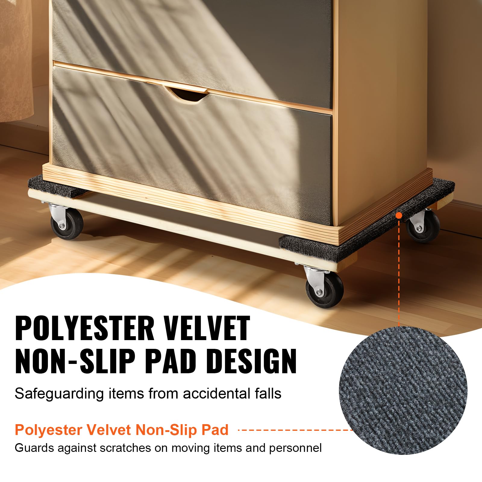 Foto 3 | Dolly Vevor Para Mudanzas De Muebles, Madera Dura, 30 X 18 Cm, Giratoria De 4 X 3 - Venta Internacional.