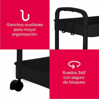 Foto 5 | Carrito Auxiliar Cuory Multiusos 3 Niveles Negro