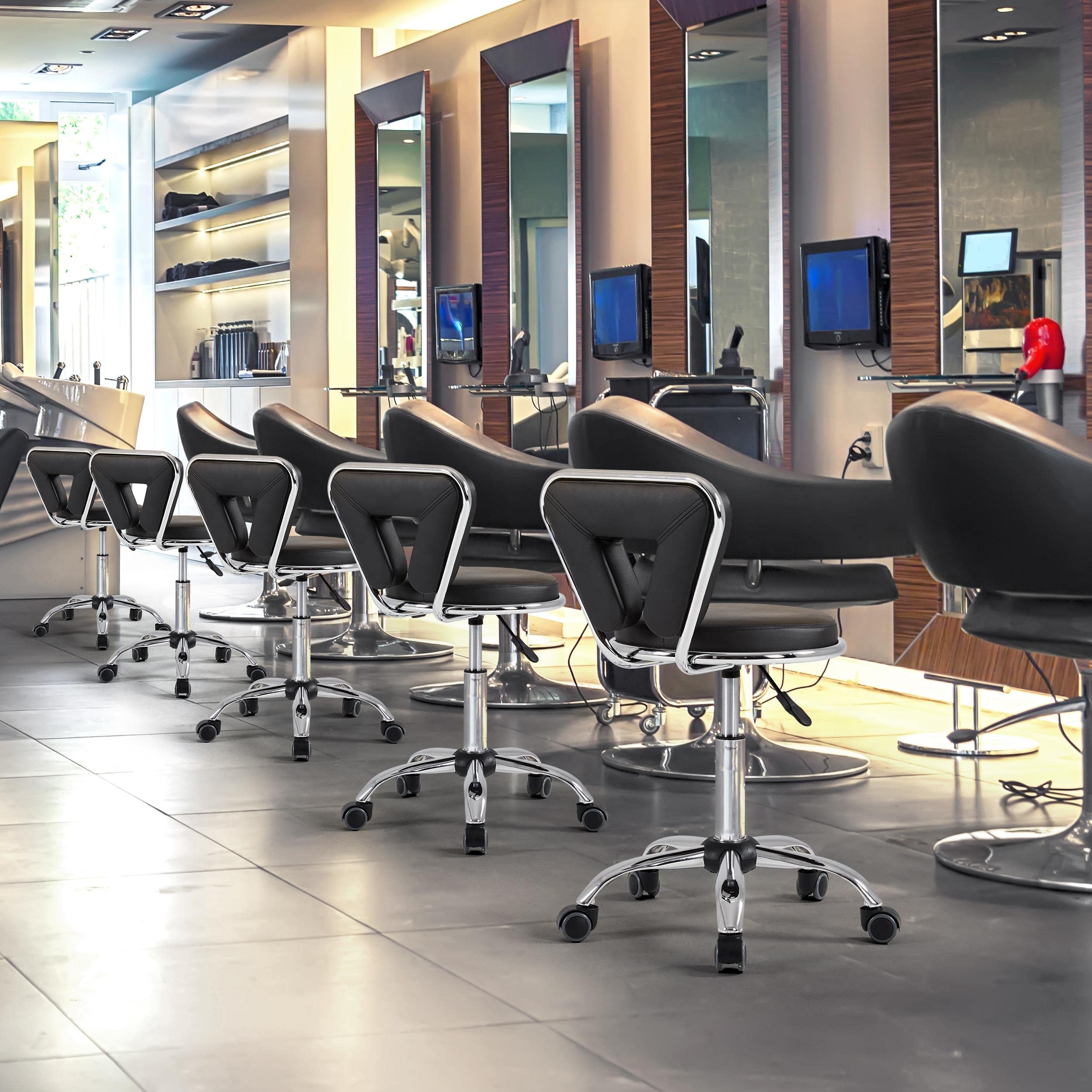 Foto 2 | Taburete De Salón Giratorio Con Ruedas Yaheetech, Silla De Uñas Negra - Venta Internacional.