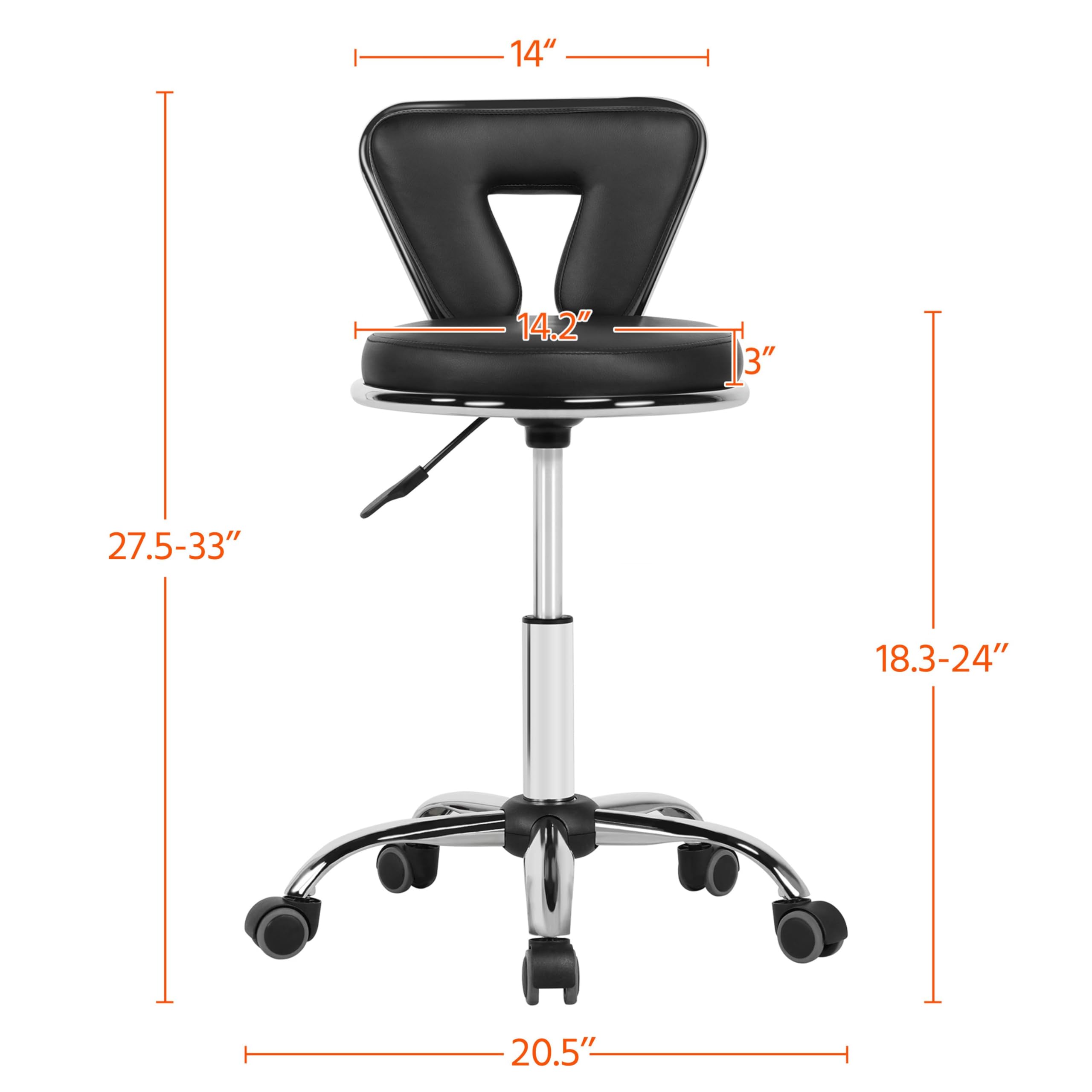 Foto 4 pulgar | Taburete De Salón Giratorio Con Ruedas Yaheetech, Silla De Uñas Negra - Venta Internacional.