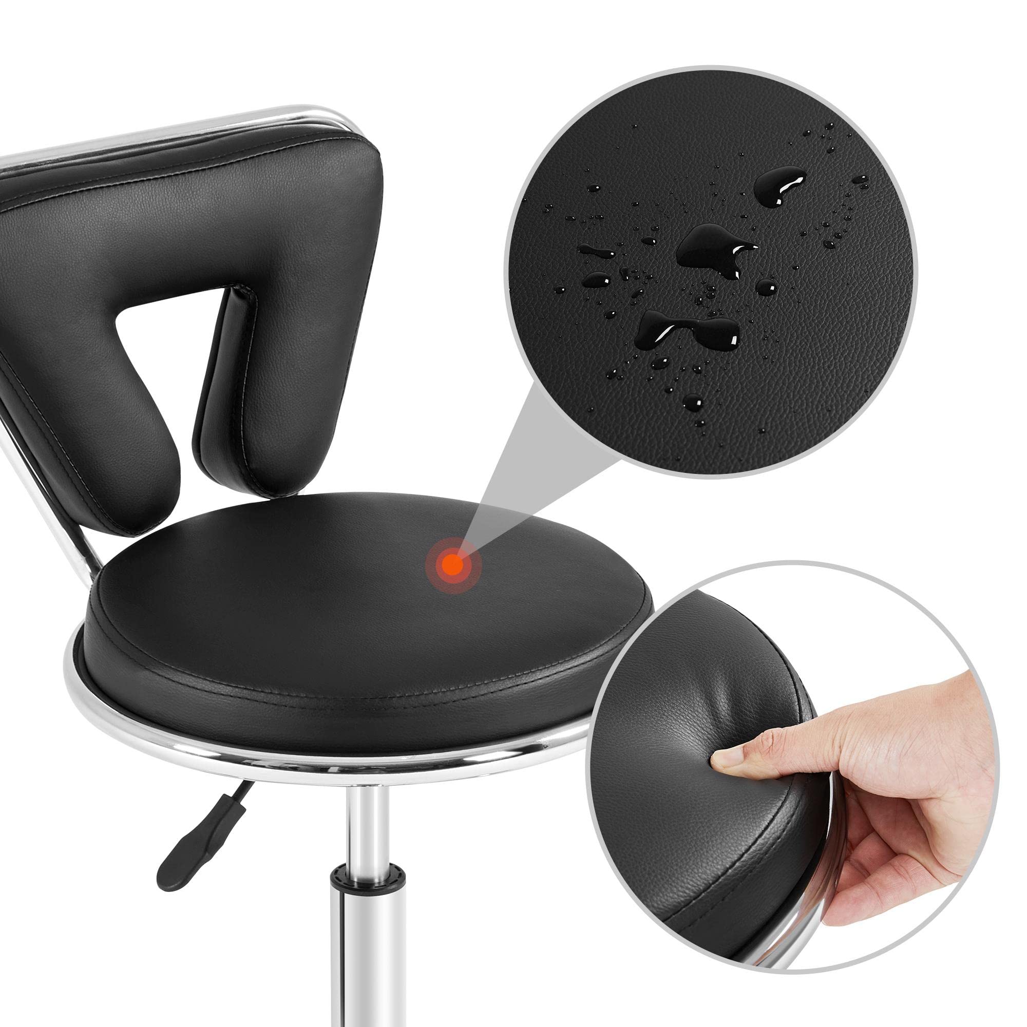 Foto 6 pulgar | Taburete De Salón Giratorio Con Ruedas Yaheetech, Silla De Uñas Negra - Venta Internacional.