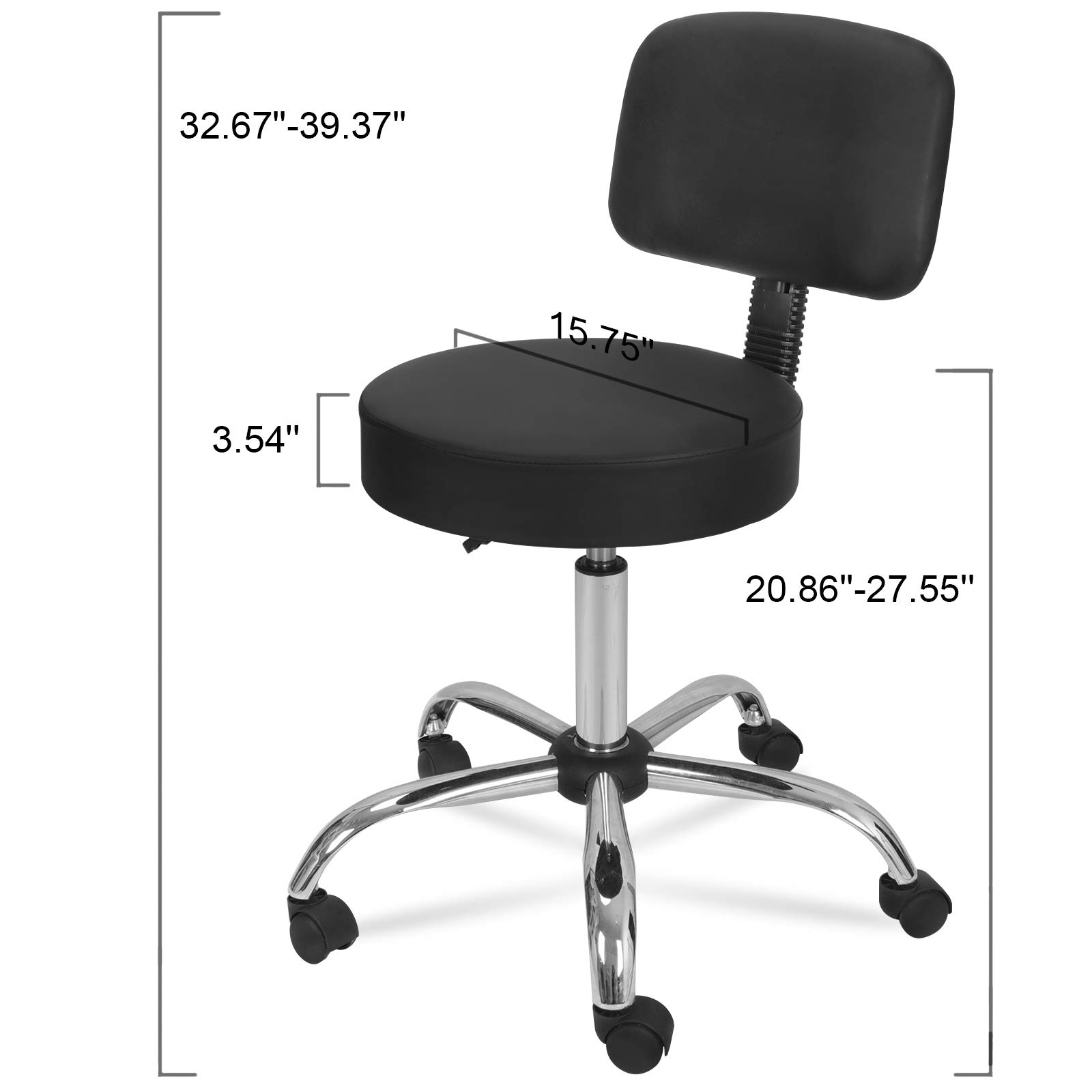 Foto 5 | Taburete Zeny Para Spa, Giratorio, Con Respaldo, Color Negro - Venta Internacional.