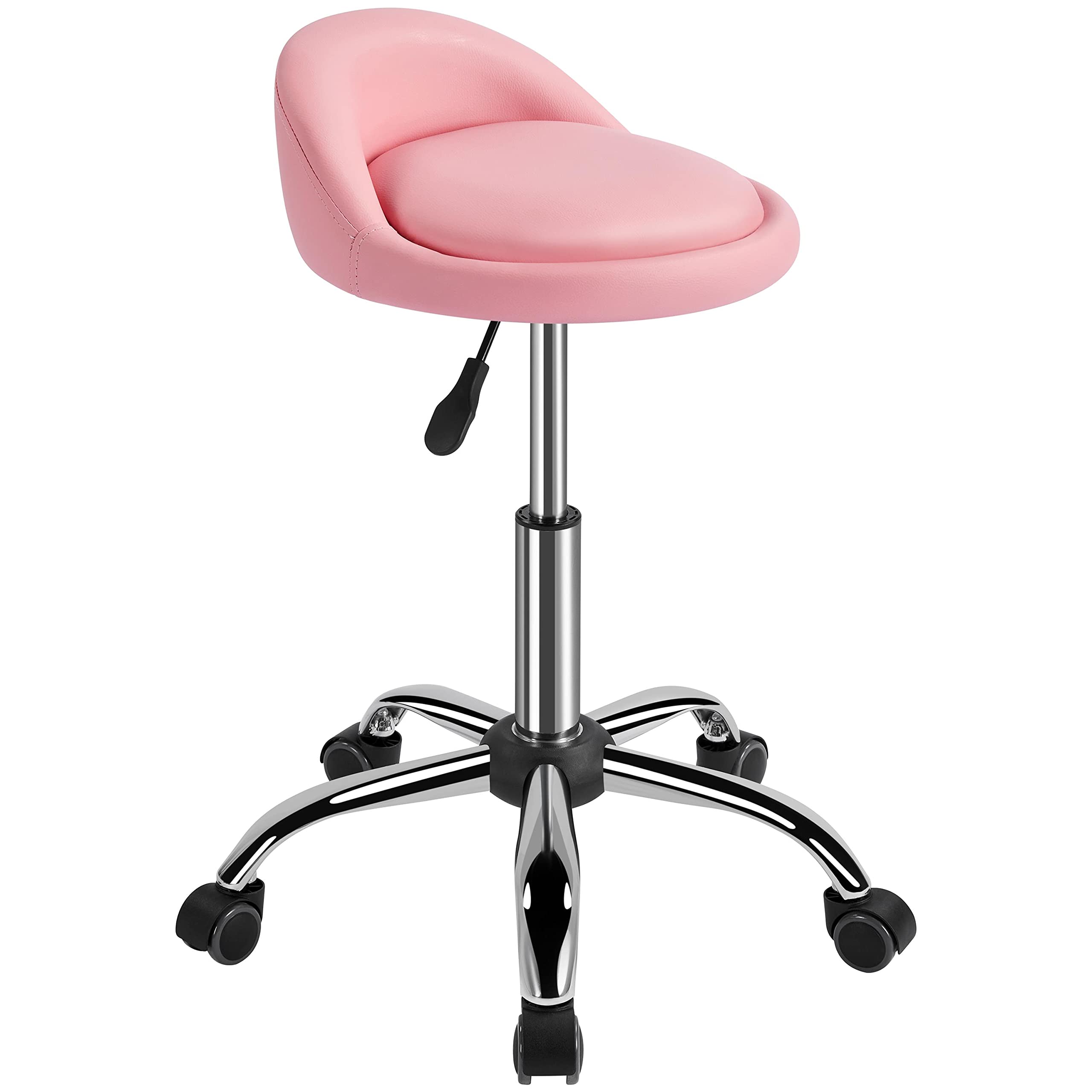 Foto 2 pulgar | Taburete De Salón Yaheetech, Altura Ajustable Con Respaldo, Color Rosa - Venta Internacional.