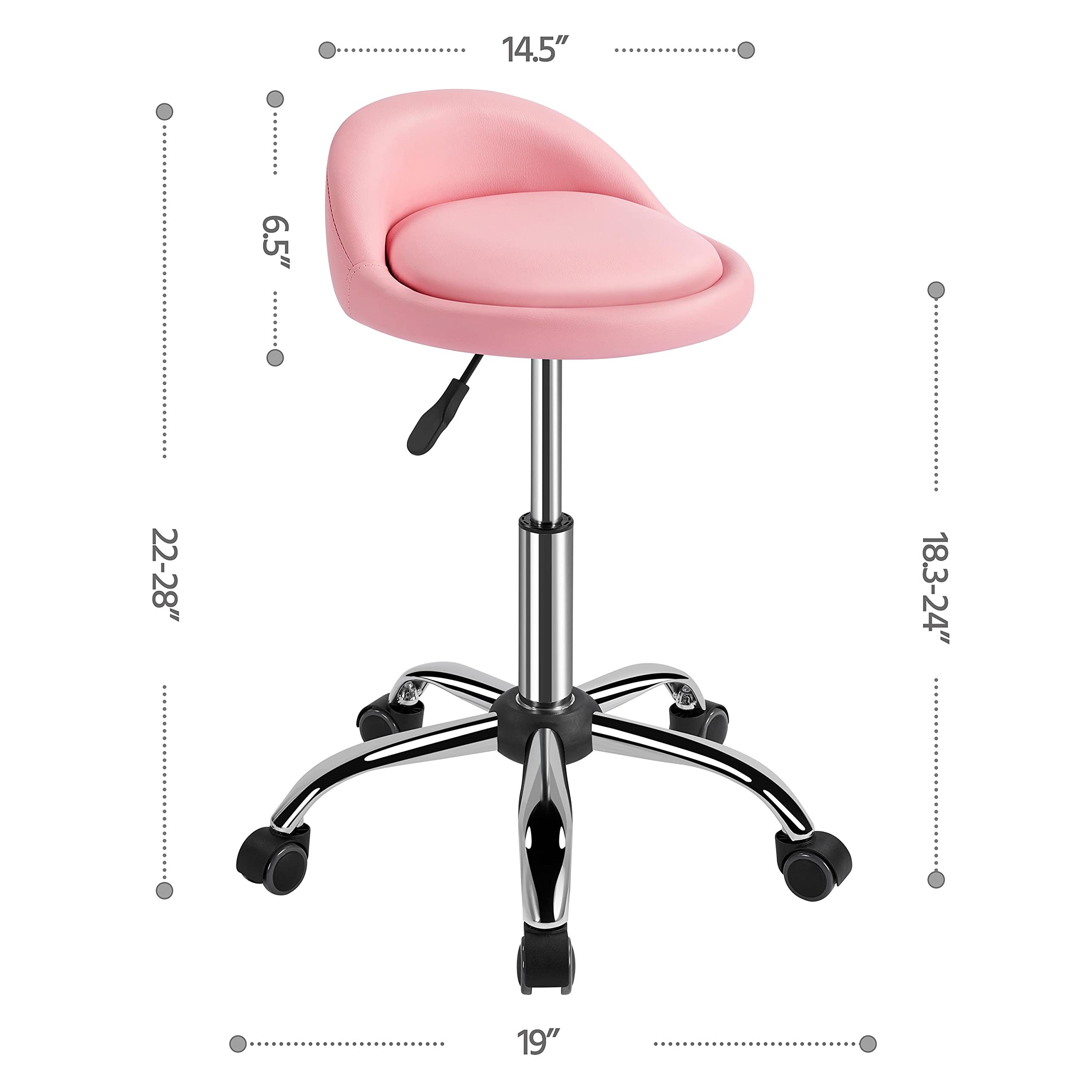 Foto 8 pulgar | Taburete De Salón Yaheetech, Altura Ajustable Con Respaldo, Color Rosa - Venta Internacional.