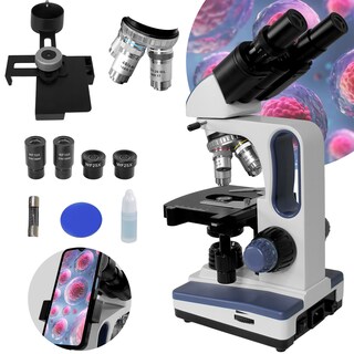 Foto 5 | Microscopio Binocular Acromático Audiotek 10x-100x Profesional Blanco