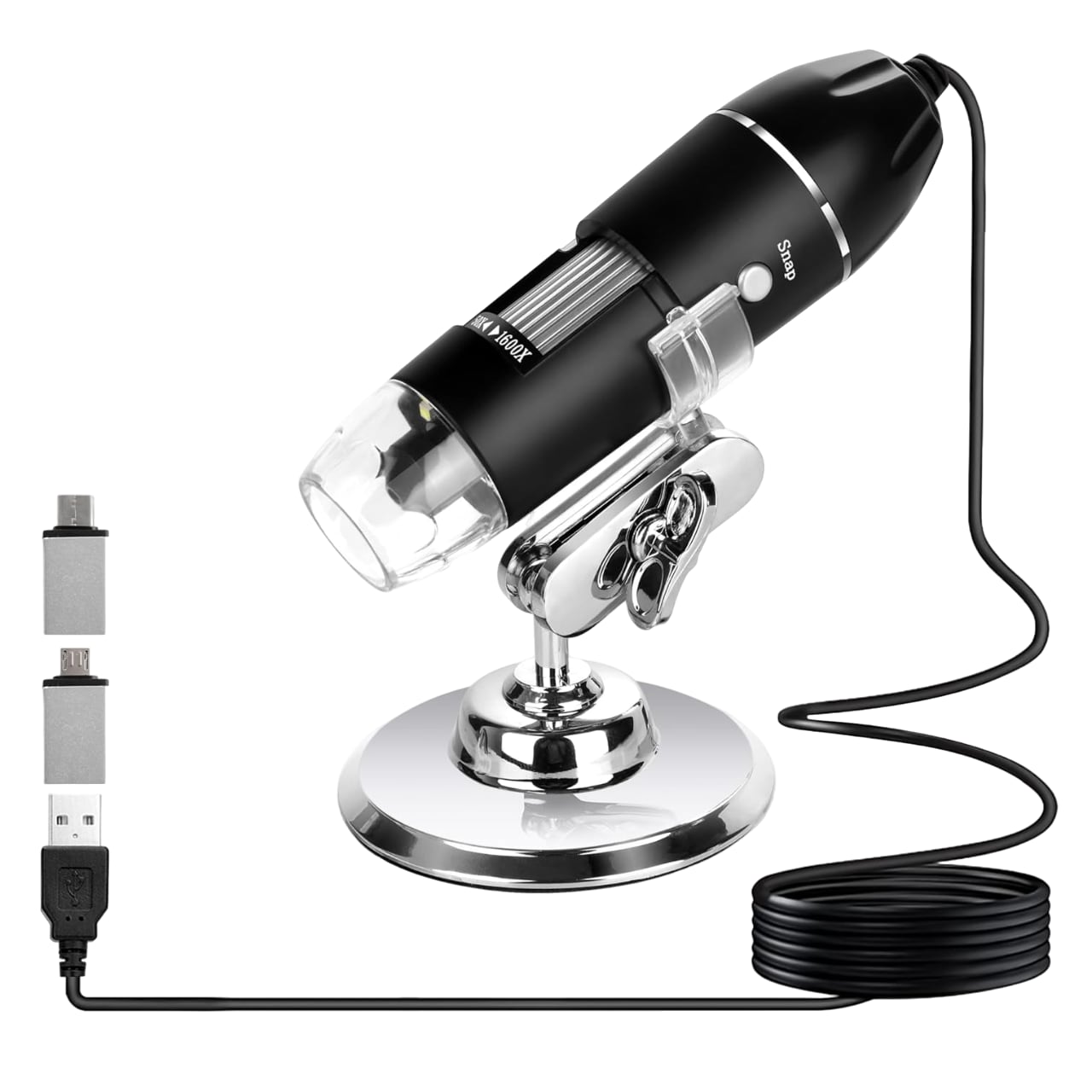 Microscopio Usb Digital 1600x Zoom Optico 8 Leds Android Win Color Negro $612