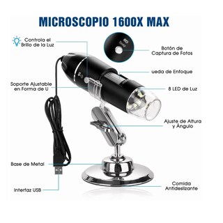 Foto 3 | Language Mini Microscopio Digital Usb Optico Hd 8 Leds Eo Safe Imports Esi-1955-1 Negro