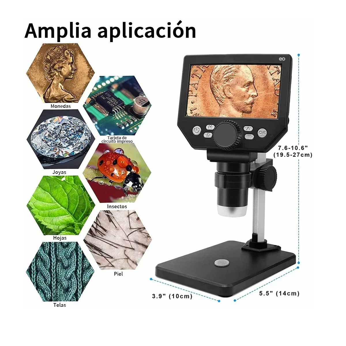 Foto 3 pulgar | Microscopio Electrónico Académico Con Pantalla Lcd Eo Safe Imports Esi-13031 Negro