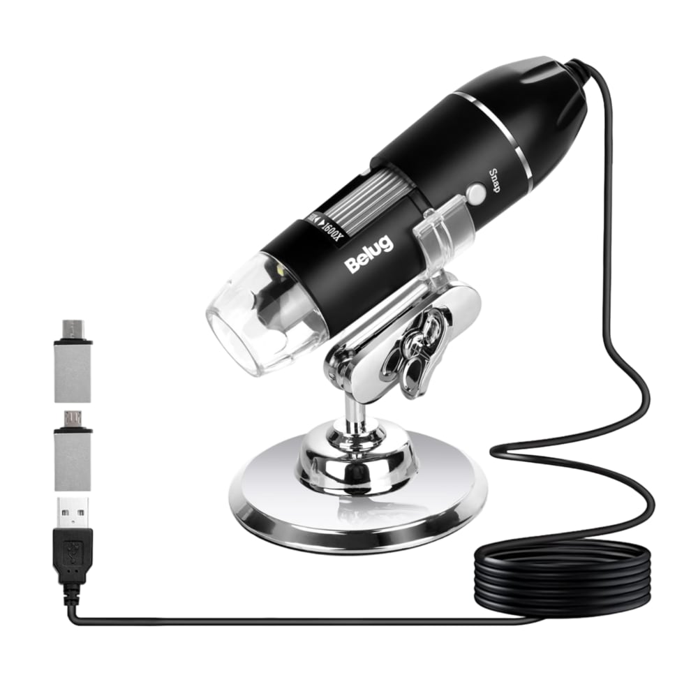 Microscopio Usb Digital 1600x Zoom Optico 8 Leds Android Win Color Negro Belug $619