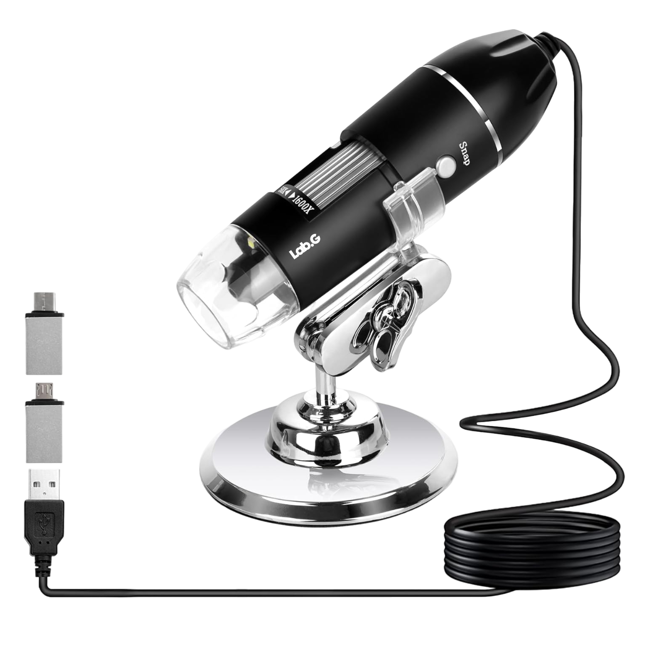 Microscopio Usb Digital Lab.g 1600x Zoom Optico 8 Leds Android Win Color Negro