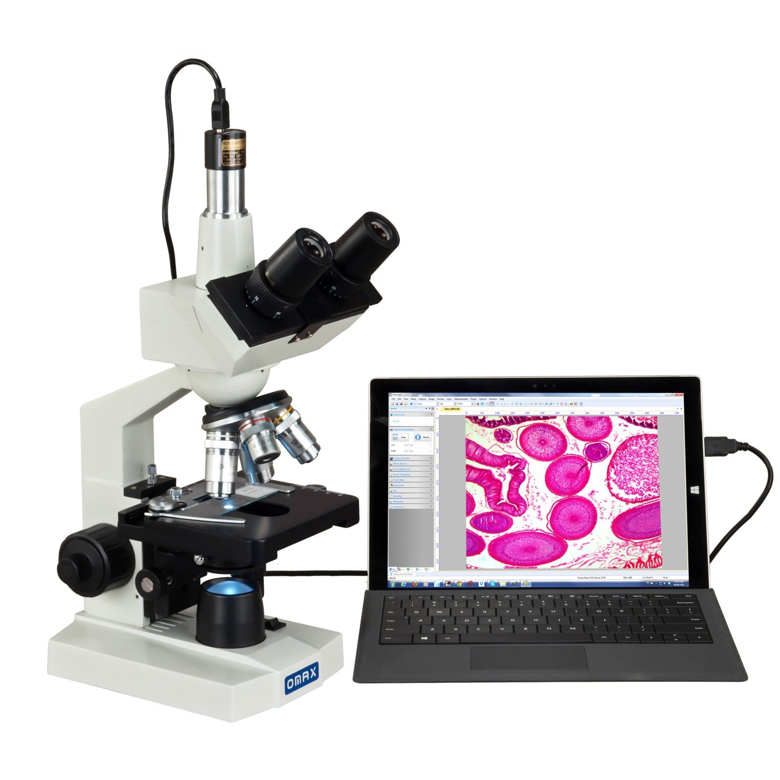 Compuesto De Laboratorio Trinocular Digital Led Microscope Omax 40x-2500x - Venta Internacional.