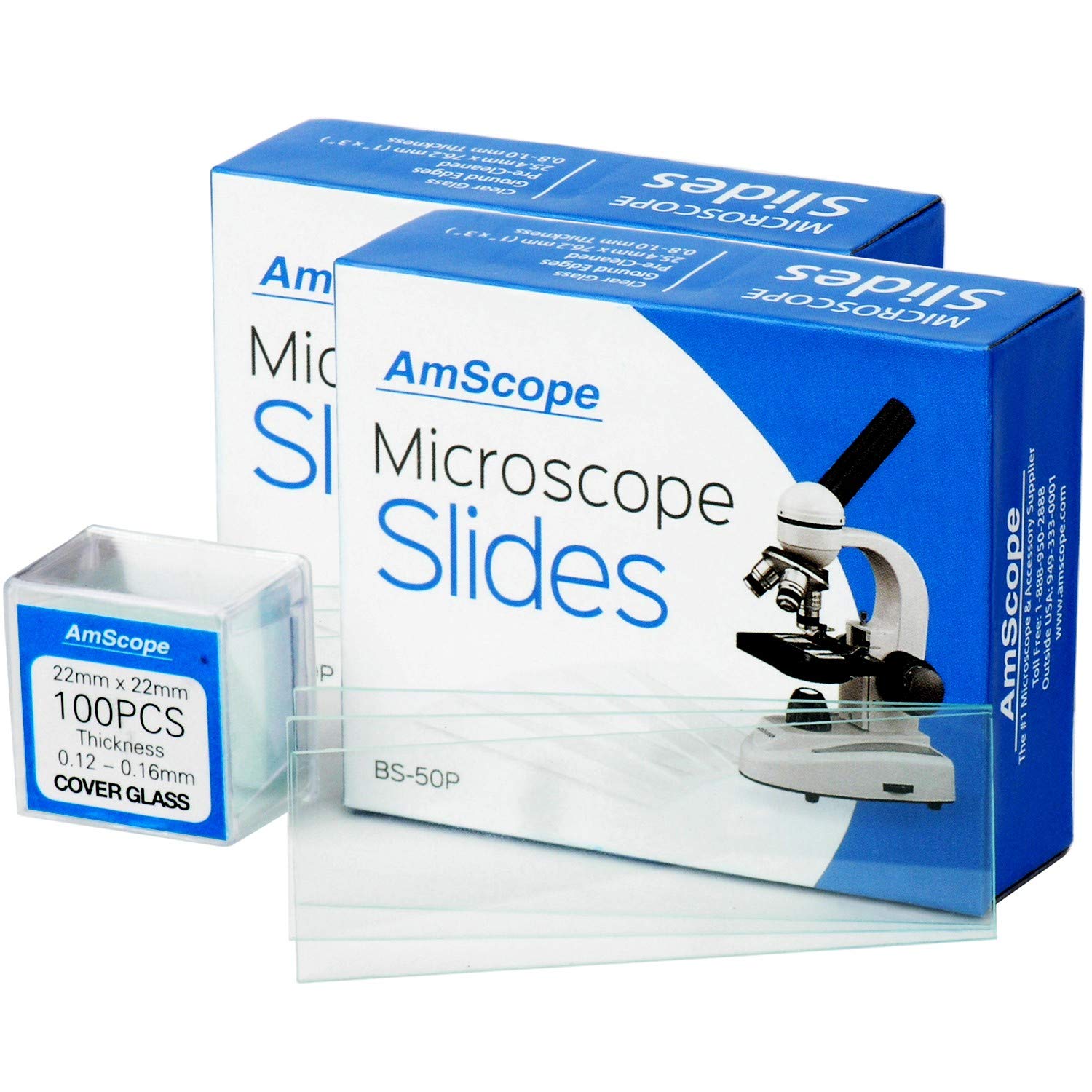 Foto 2 pulgar | 100 Diapositivas En Blanco Para Microscopios Amscope Con 100 Cubiertas De Vidrio - Venta Internacional.