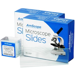 Foto 1 | 100 Diapositivas En Blanco Para Microscopios Amscope Con 100 Cubiertas De Vidrio - Venta Internacional.