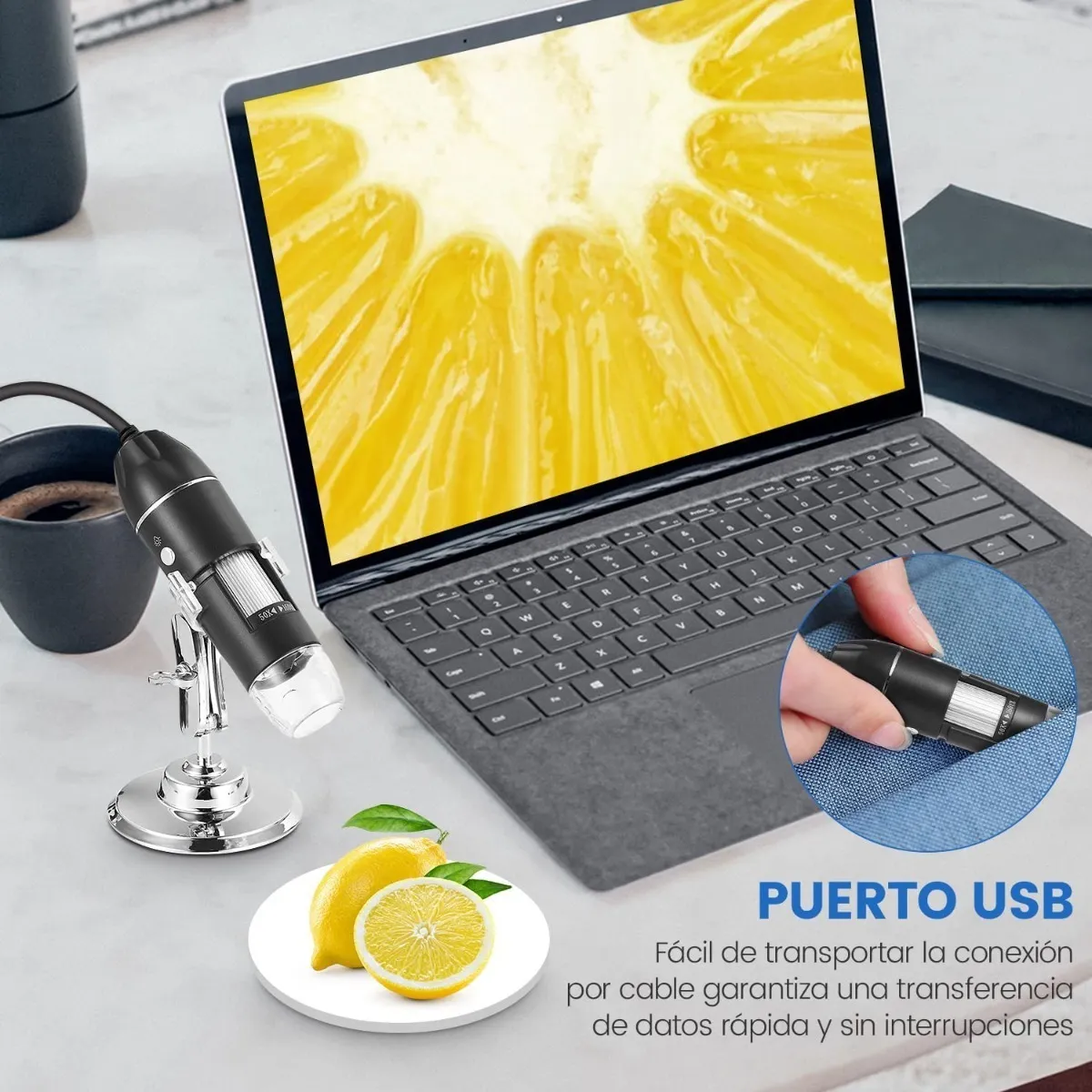 Foto 5 | Usb Microscopio Digital Lab.g 3en1 1600x 8led Con Soporte Zoom Negro