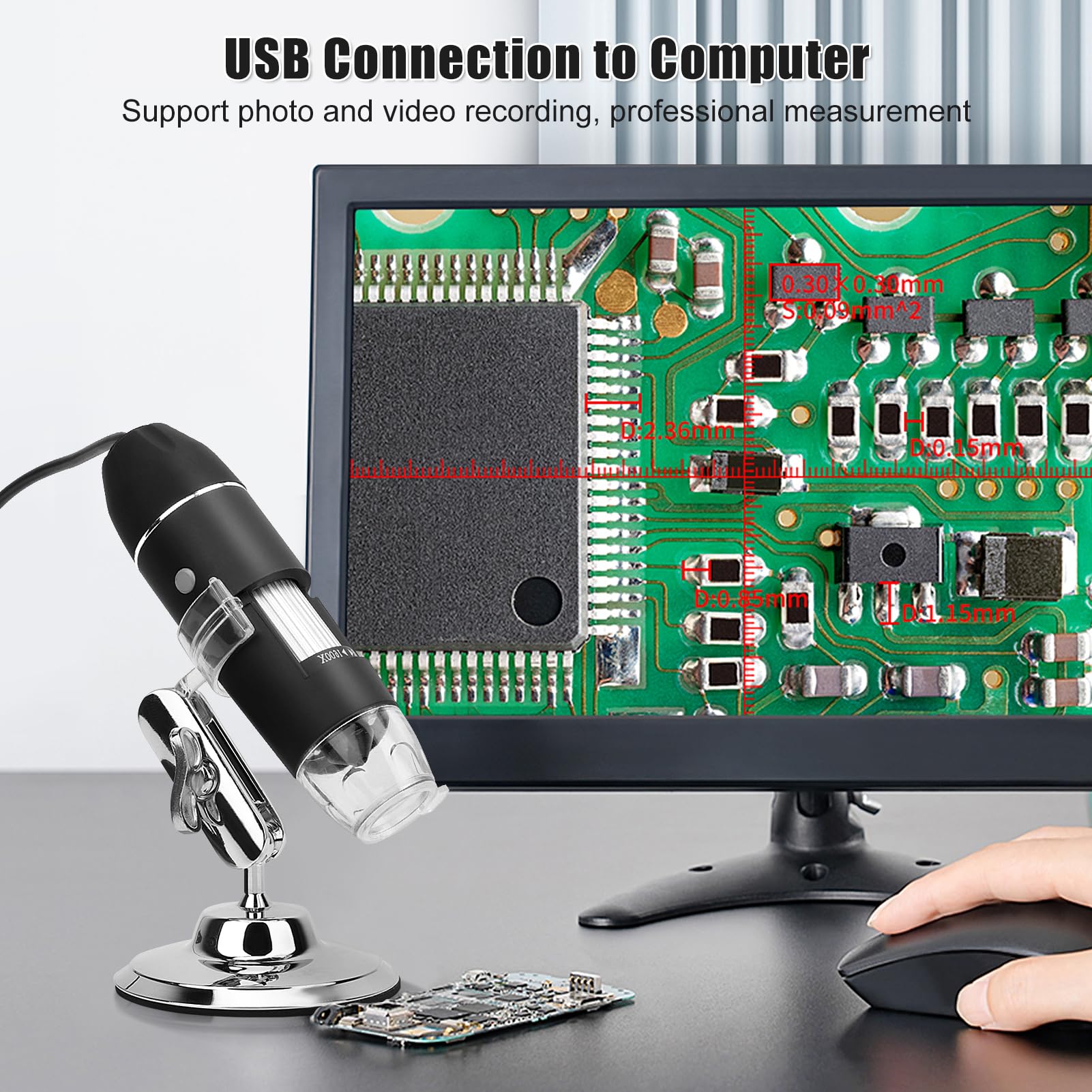 Foto 3 pulgar | Lupa Digital Zerone S4t-30w-d 1600x Con Soporte Y 8 Led - Venta Internacional.