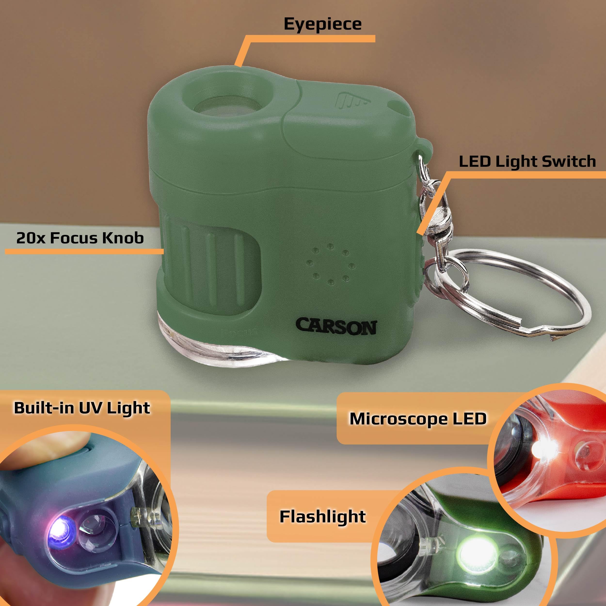 Foto 3 pulgar | Microscopio De Bolsillo Carson Micromini 20x Led Con Linterna Uv - Venta Internacional.
