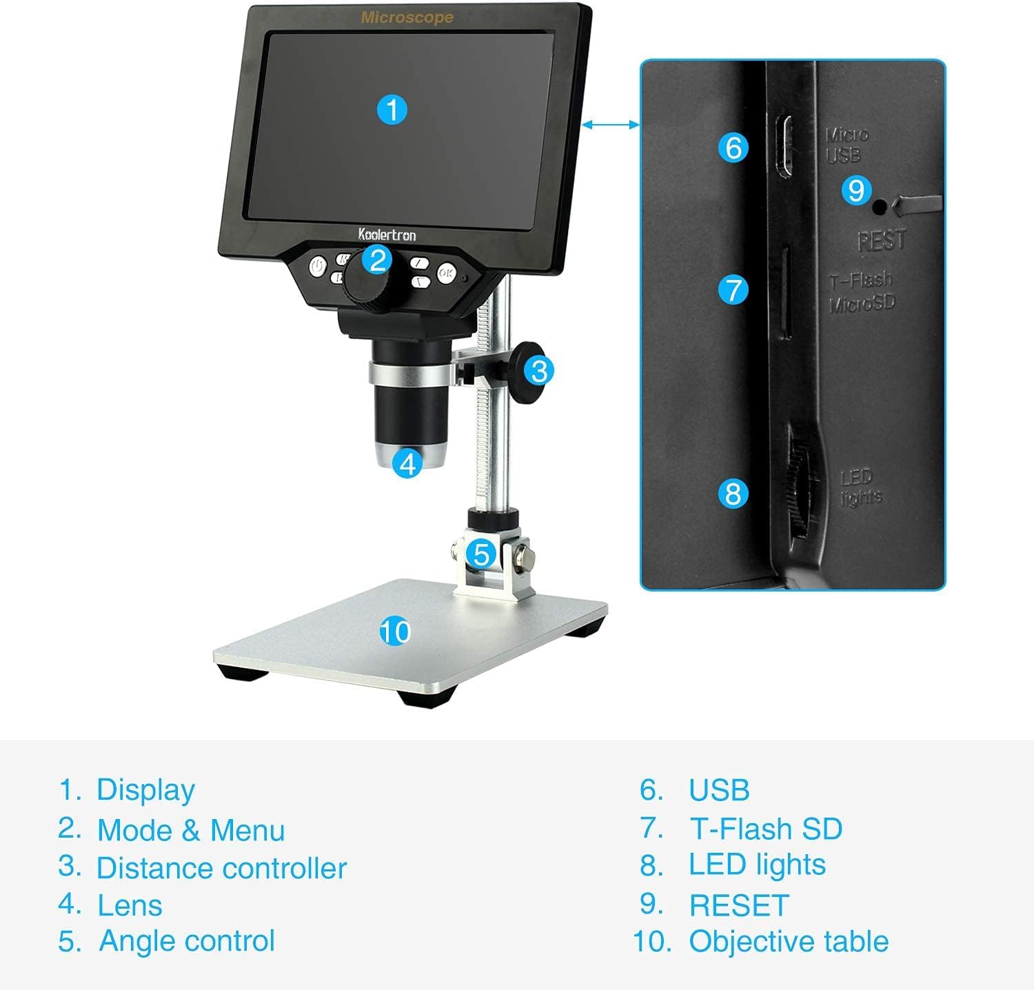 Foto 6 | Microscopio Digital Koolertron 7 Lcd De 12 Mp Con Aumento De 1-1200x - Venta Internacional.