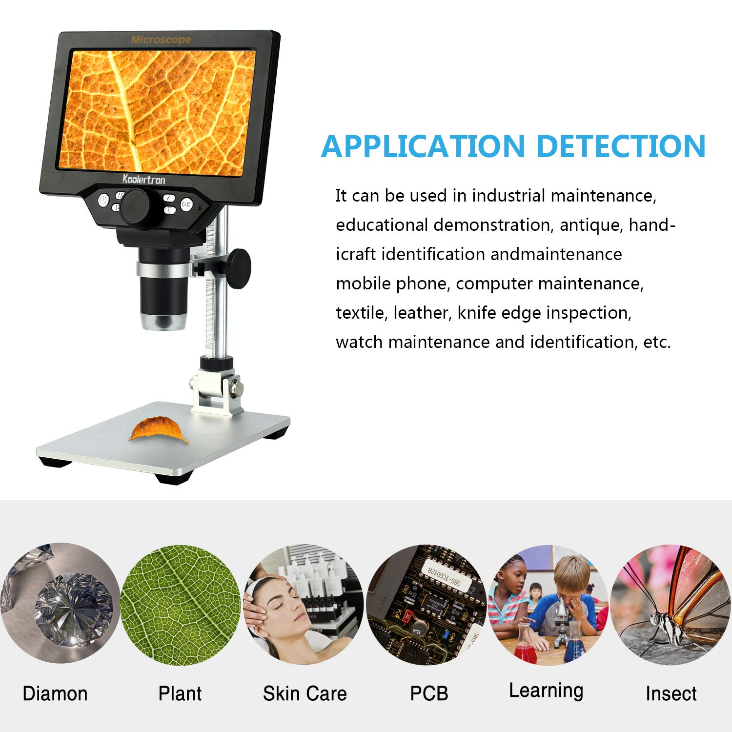 Foto 4 | Microscopio Digital Koolertron Lcd De 7 Pulgadas 12mp 1-1200x 1080p - Venta Internacional.